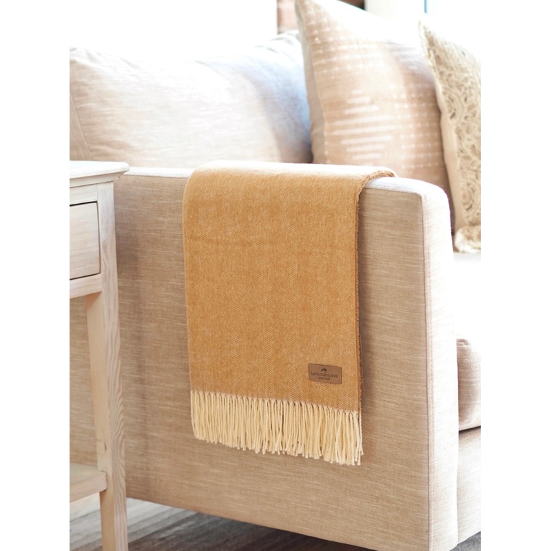 Monroe Caramel Herringbone Throw