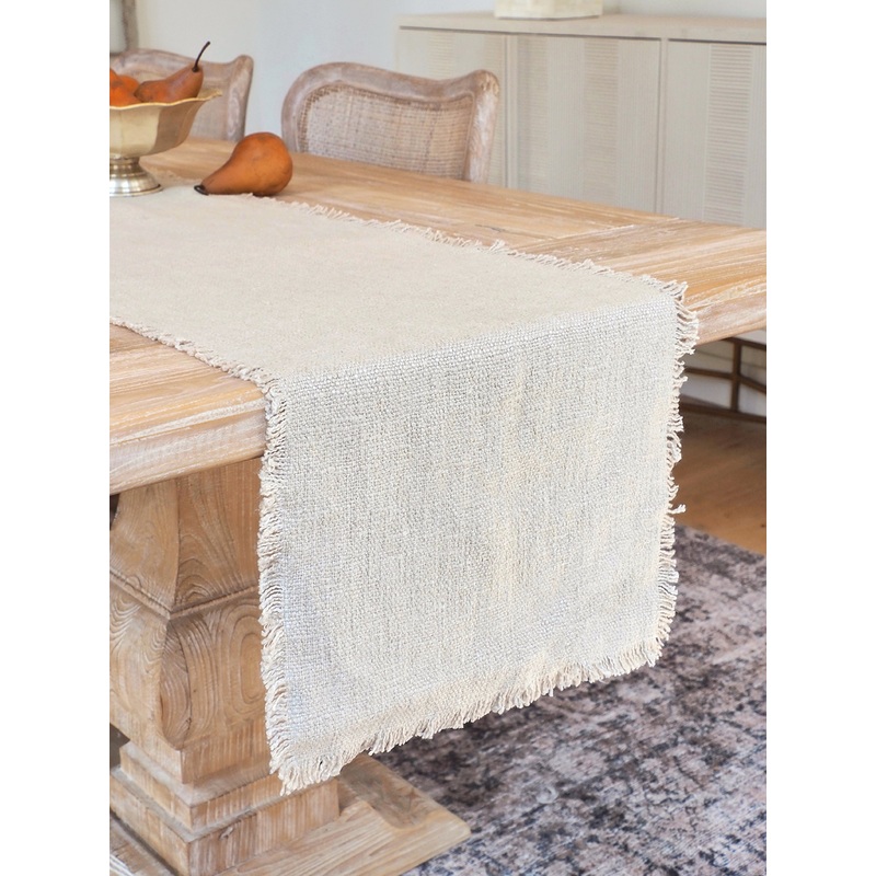 Natural Fringed Table Runner