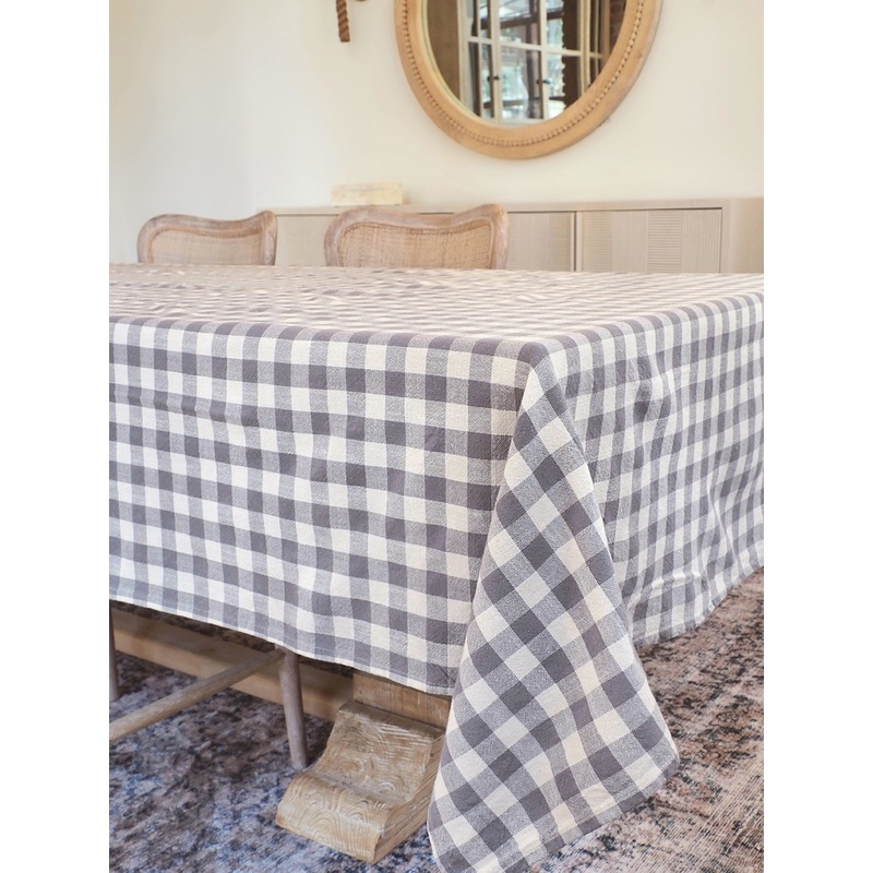 Somerset Gingham Grey Tablecloth