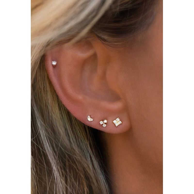 Tiny Trio Studs | 10K Gold