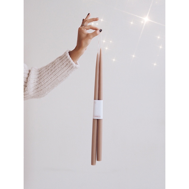 Classic Greige Taper Candle Set