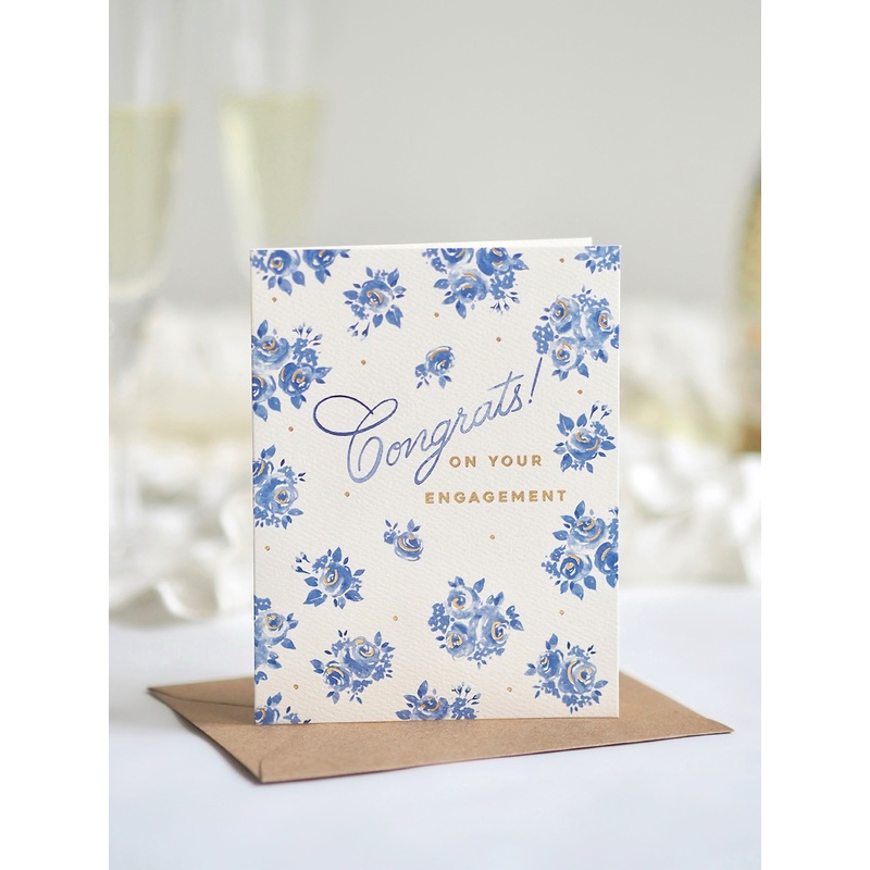 French Blue Engagement Greeting Card