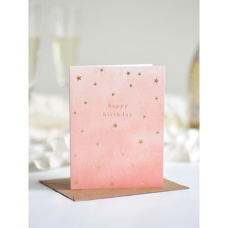 Soft Blush Stars Birthday Greeting Card