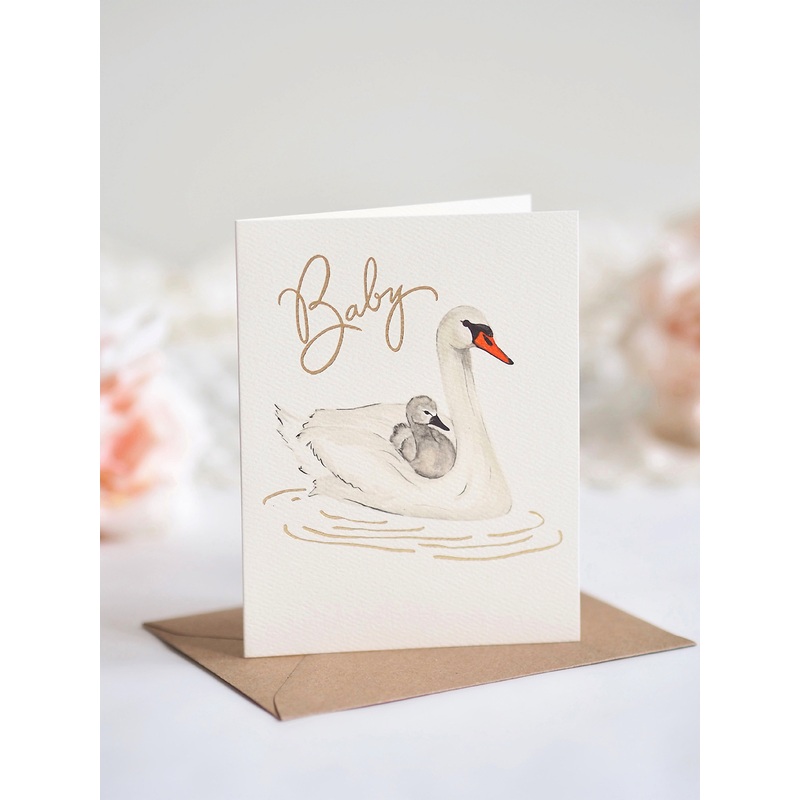 Swans Baby Greeting Card