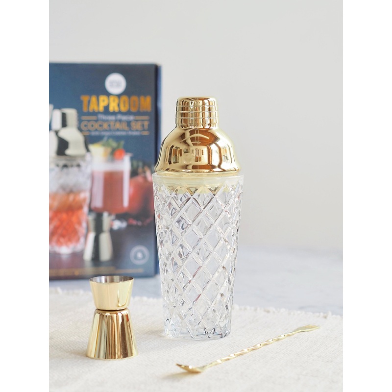 Gold Embossed Glass Cocktail Set
