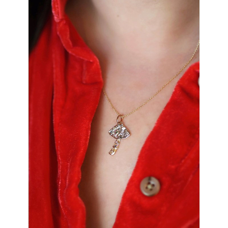 Golden Journey Mushroom Necklace | 10K Gold