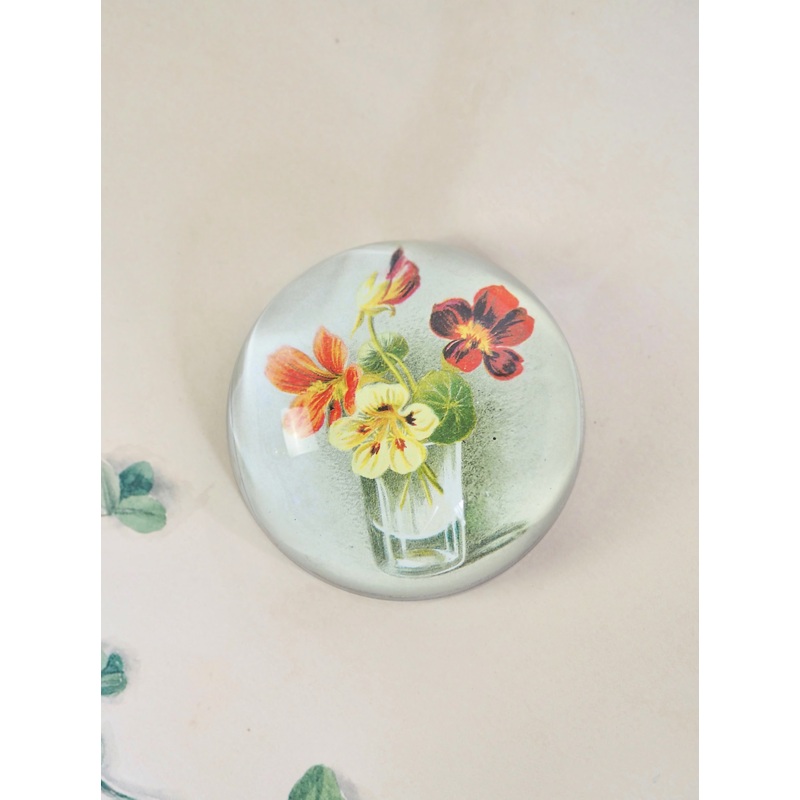 Glass of Nasturtium Dome Paperweight