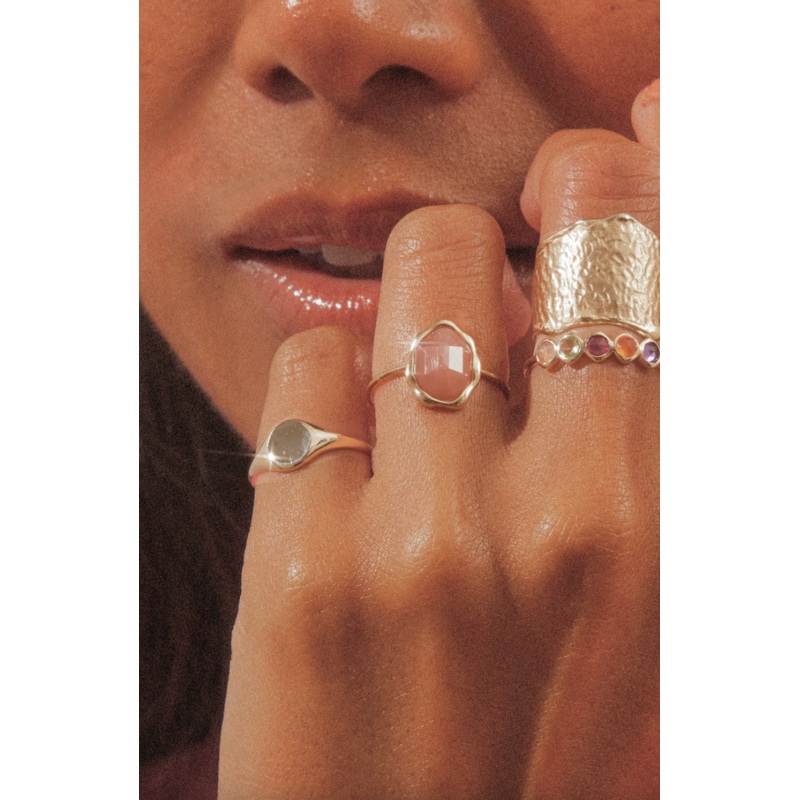 Peach Moonstone Mood Ring | 14K Gold