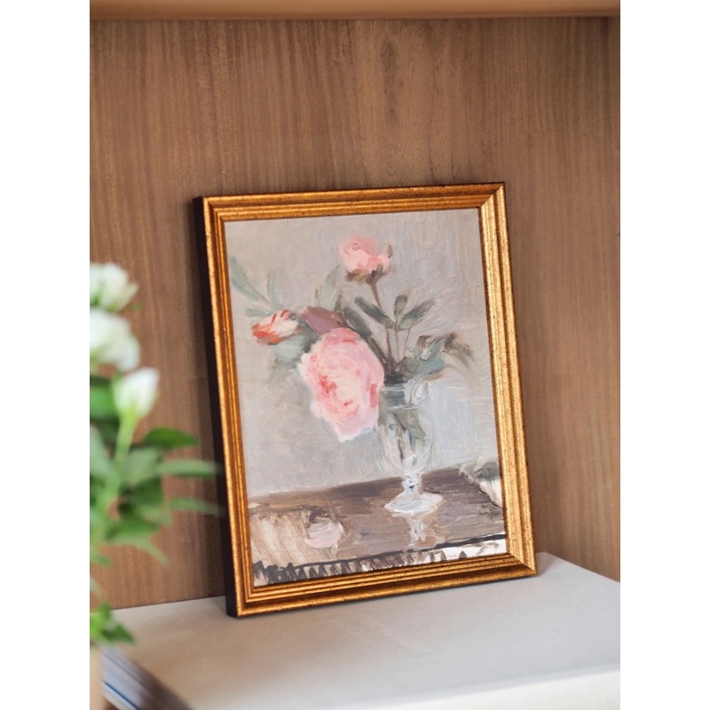 Peonies in Vase Framed Canvas Print | 8×10