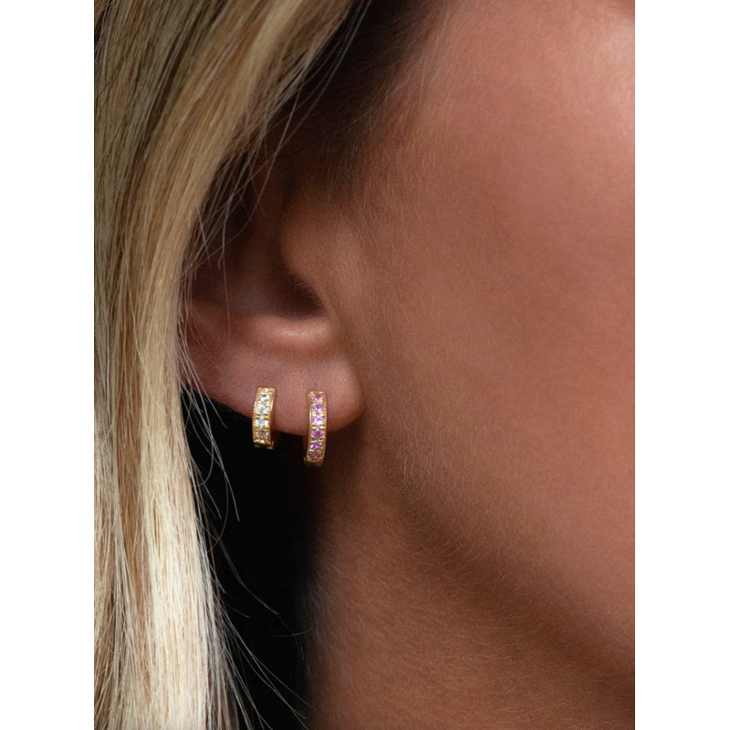 Pink Sapphire Pave Huggies | 10mm