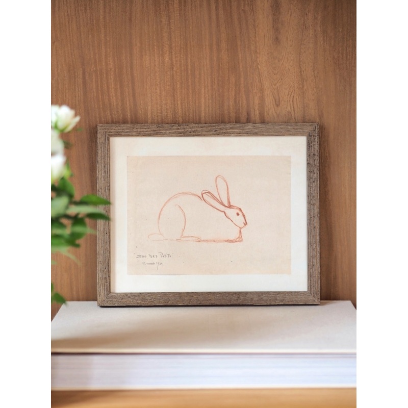 Sketched Bunny Framed Canvas Print | 8×10