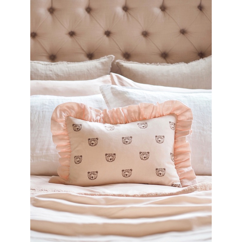Bear Blush Ruffled Pillow 14×20