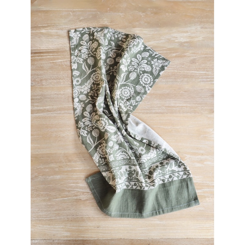 Green Floral Tea Towel