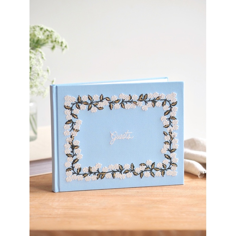Hydrangea Embroidered Guest Book