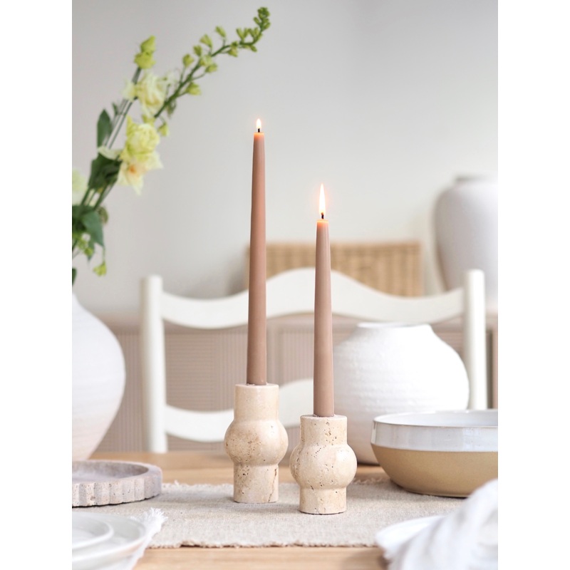 Nora Travertine Taper Holder