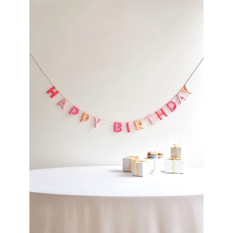 Pink Happy Birthday Felt Garland