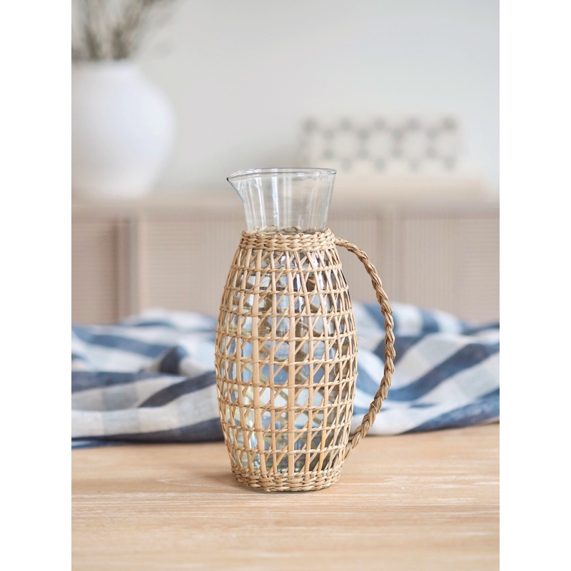 Yarrow Seagrass Glass Pitcher