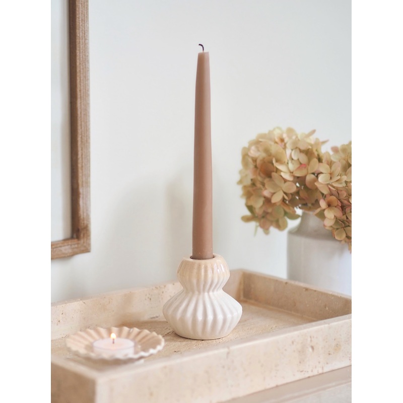 Cream Poppy Taper Holder
