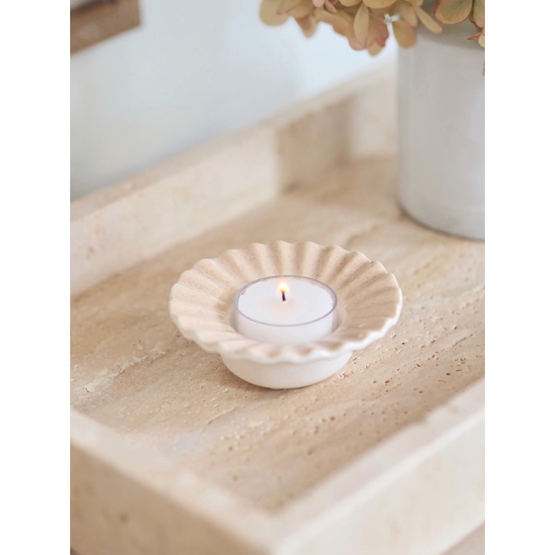 Cream Poppy Tealight Holder