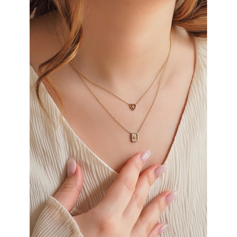 Mirror Diamond Necklace | 14K Gold