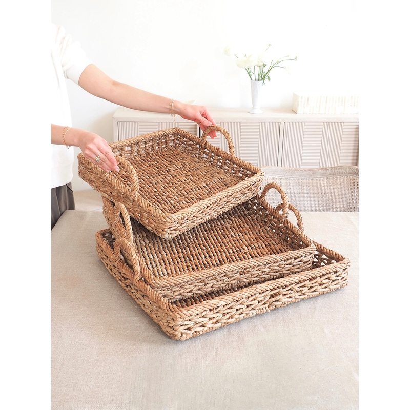 Water Hyacinth & Rattan Trays