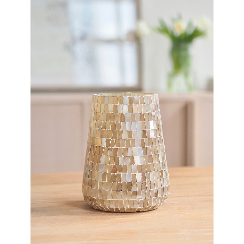 Antique Pewter Mosaic Candle Holder