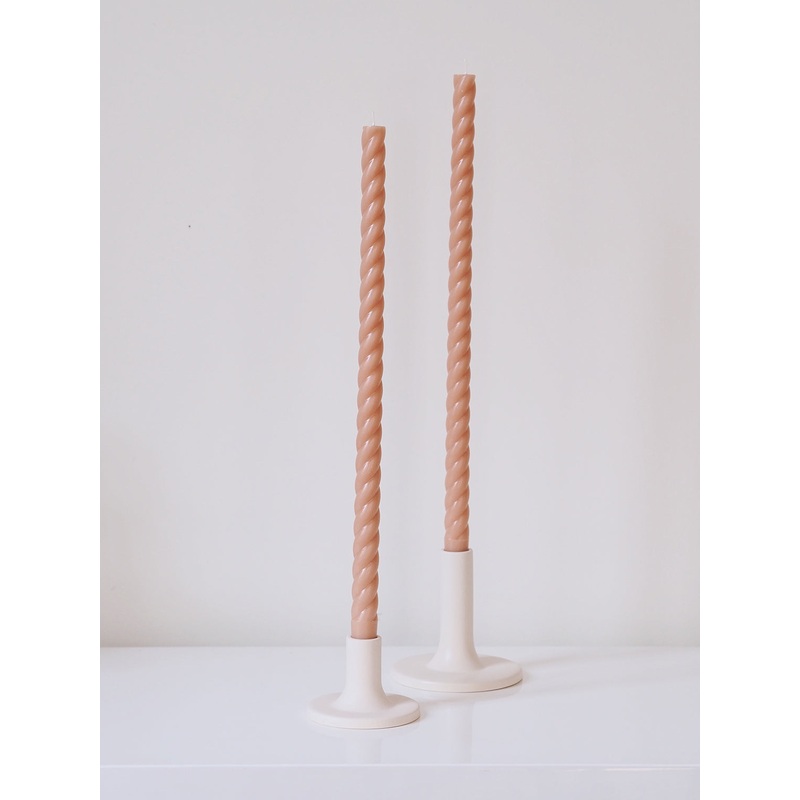 Rope Twist Blush Taper Candle Set | 18