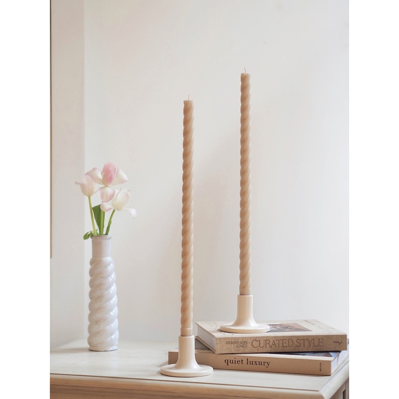 Rope Twist Parchment Taper Candle Set | 18