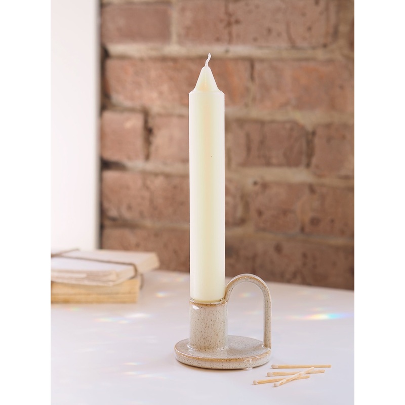 Ivory Smooth Collenette Taper Candle