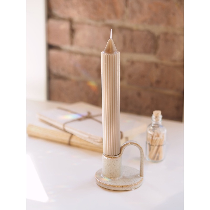 Taupe Grecian Taper Candle