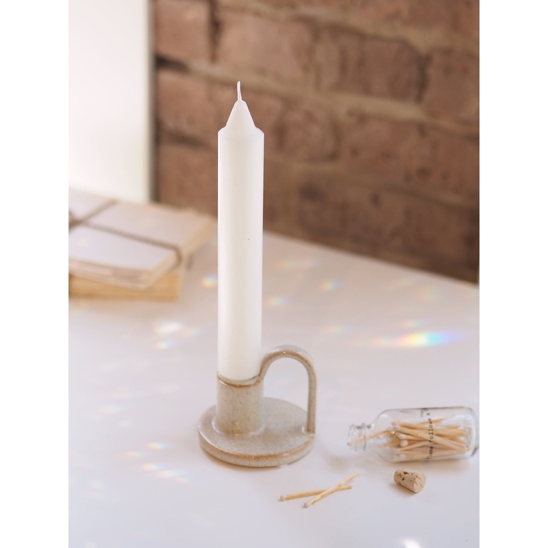 White Smooth Collenette Taper Candle