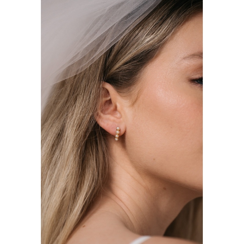 Zara Pearl Huggies | 14K Gold
