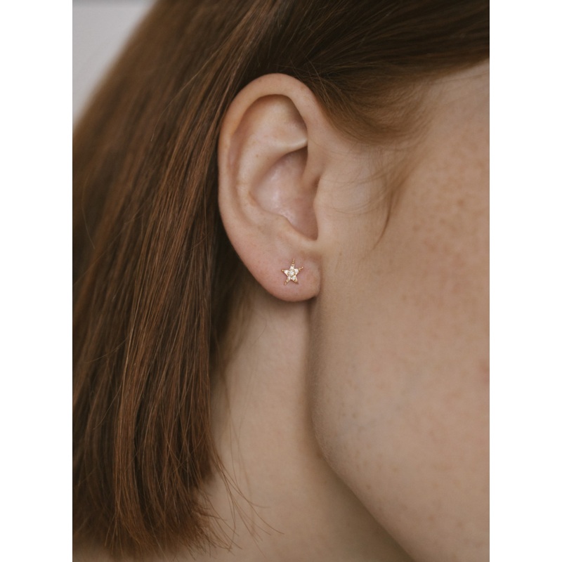 Diamond Guidance Star Studs | 14K Gold
