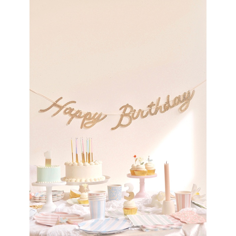 Gold Glitter Happy Birthday Garland