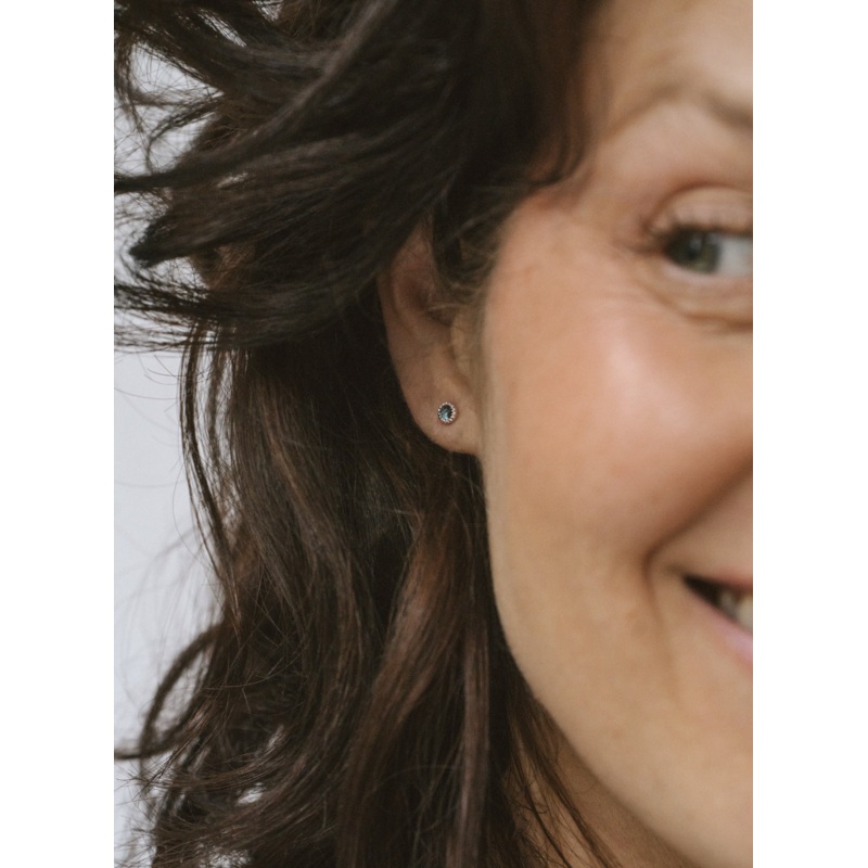 Leia Blue Topaz Studs | 14K White Gold