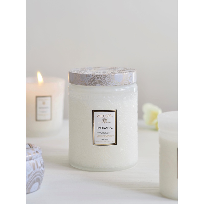 Mokara Embossed Glass Jar Candle | Large