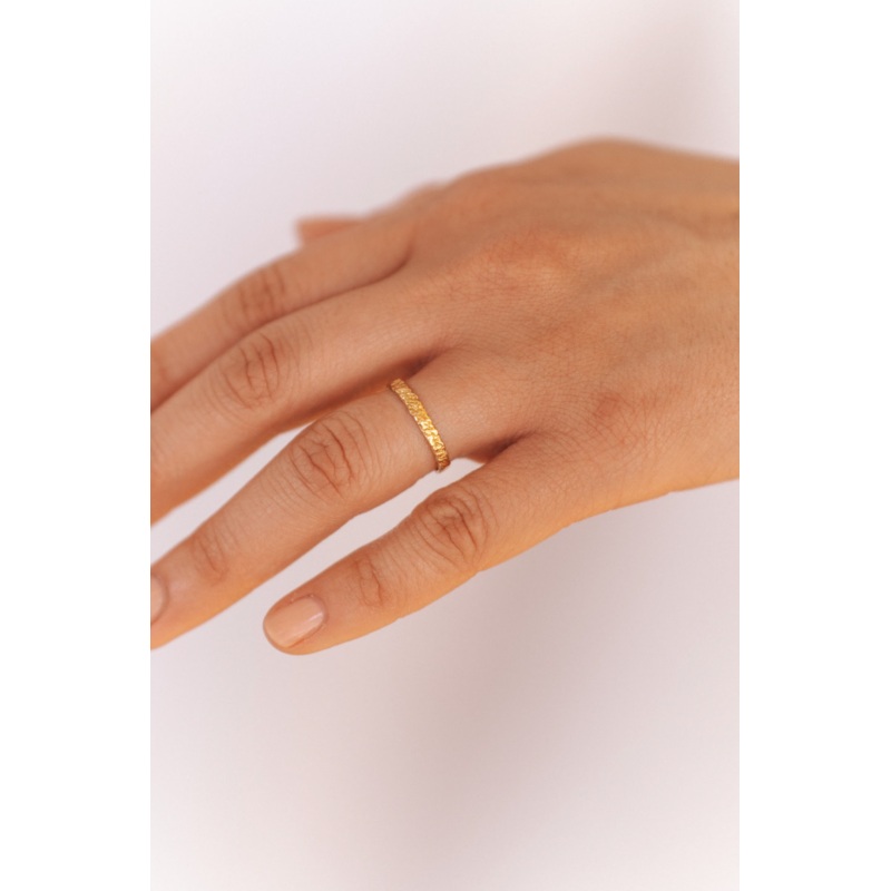 Tree Bark Stability Ring | 14K Gold