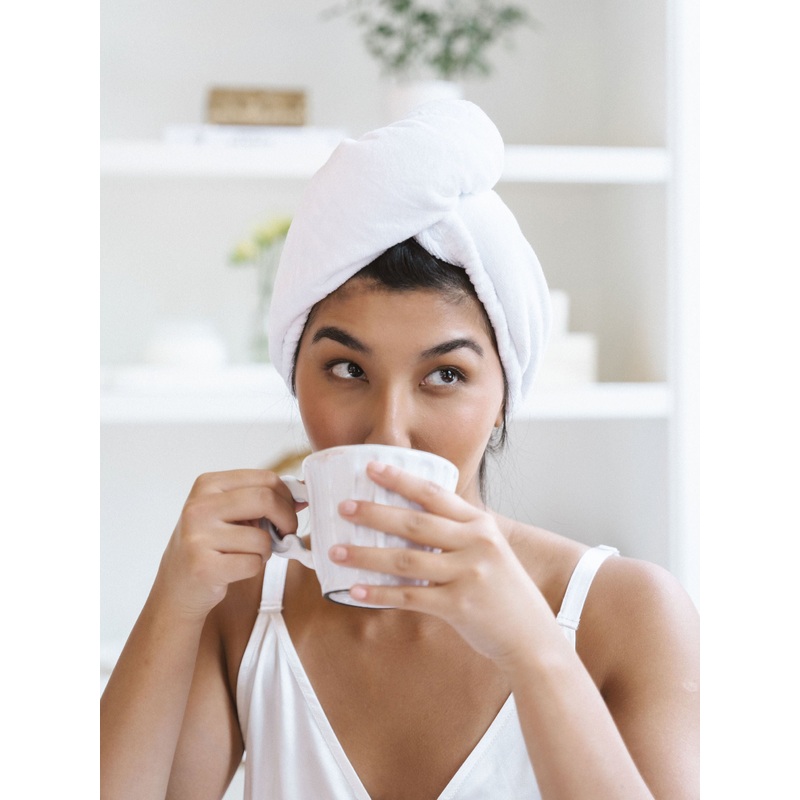 White Microfiber Hair Towel