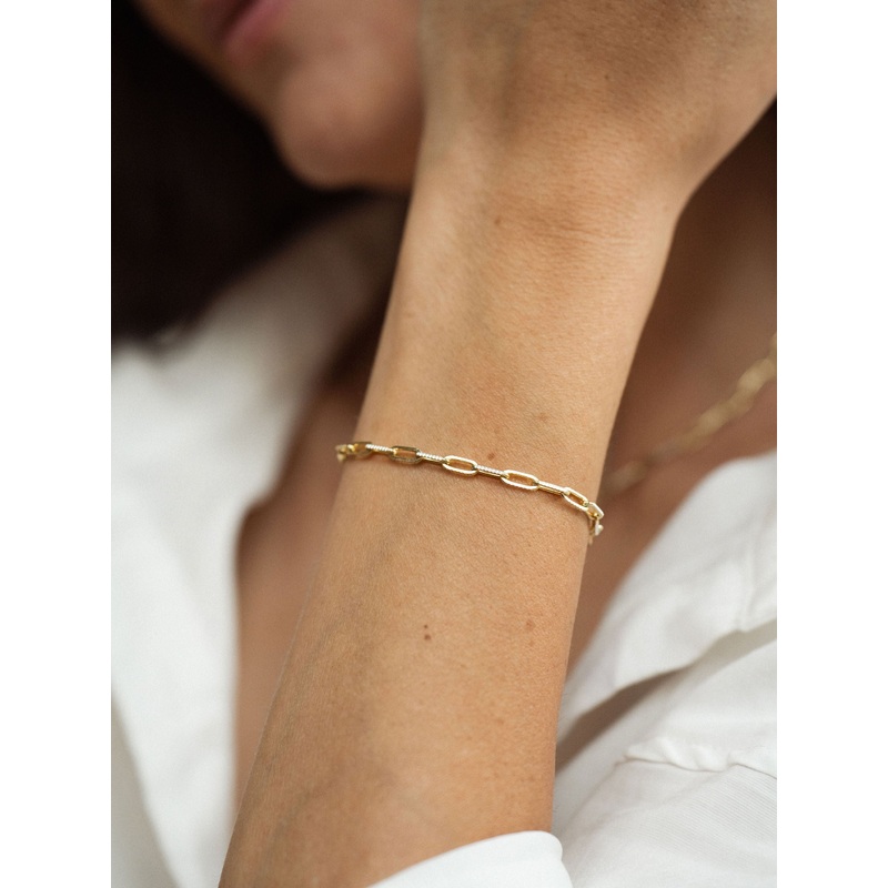 Diamond-Cut Paperclip Bracelet