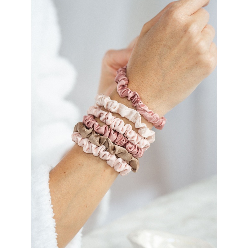 Petite Satin Scrunchies 6pc | Terracotta