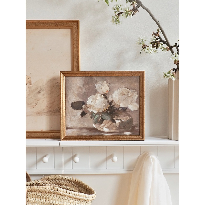White Peony Framed Canvas Print | 8×10