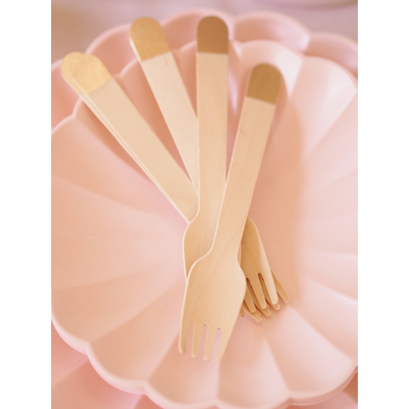Wooden Cutlery Set Gold