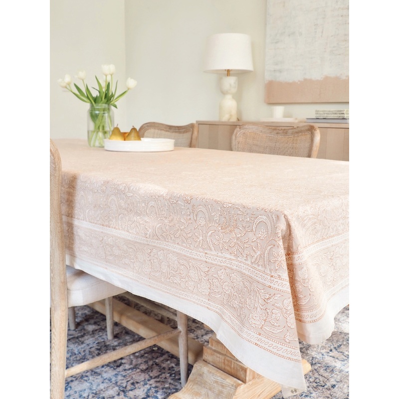 Clementine Block Print Tablecloth