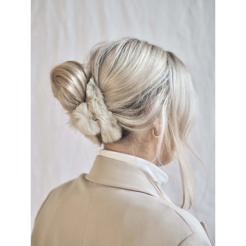 Fluffy Beige Hair Clip