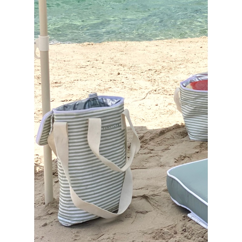 Light Cooler Drinks Bag La Palma Sage Stripe