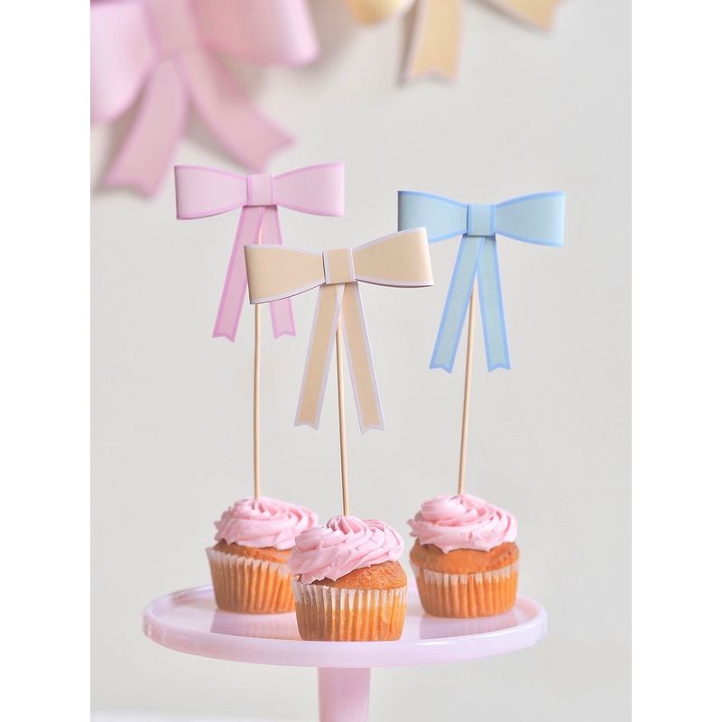 Pastel Bow Cake Toppers