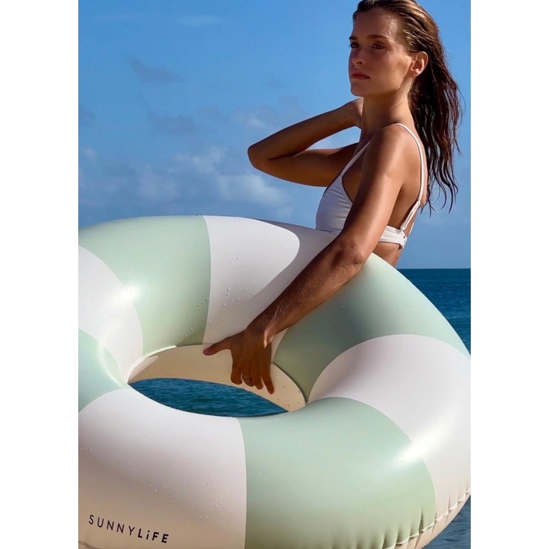 Tube Pool Ring The Vacay Soft Olive Stripe