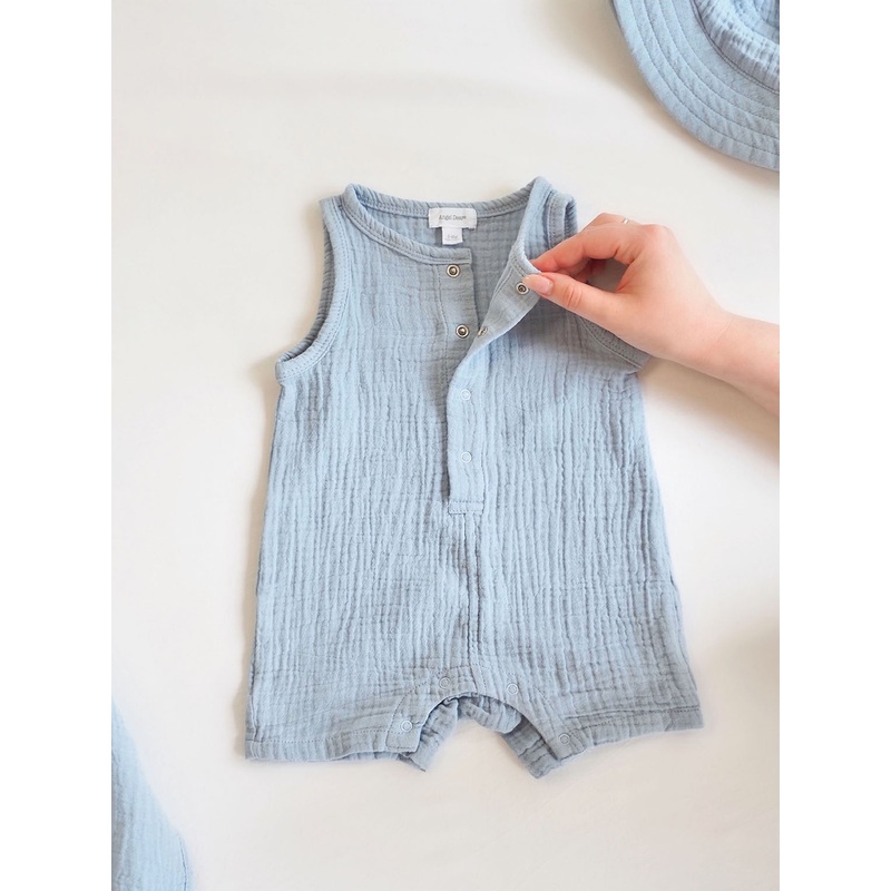 Dusty Blue Sleeveless Shortie Romper