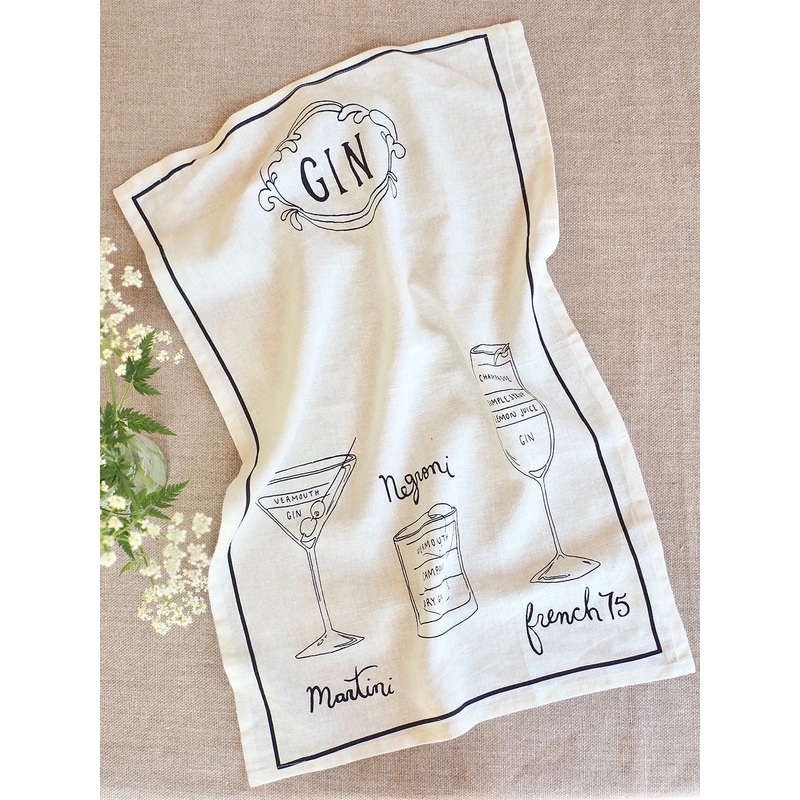 Gin Recipes Tea Towel