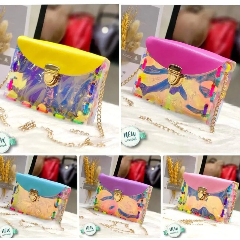 Multi Beads Holographic Bag
